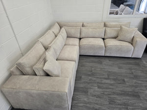 Cube Modular Corner Sofa - Cream Dapple Fabric