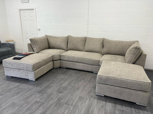Belgravia U-Shape Sofa – Mink Teddy Fabric