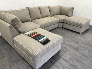 Belgravia U-Shape Sofa – Mink Teddy Fabric