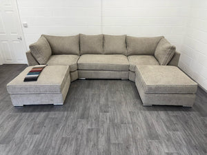 Belgravia U-Shape Sofa – Mink Teddy Fabric
