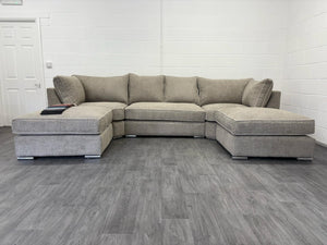 Belgravia U-Shape Sofa – Mink Teddy Fabric