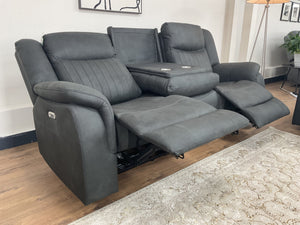 Leon Electric Recliner Sofa Black 3 Seater