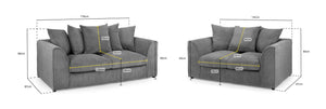 Harley Jumbo Sofa Grey 3+2 Set