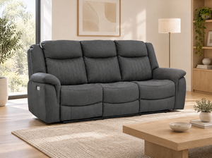 Leon Electric Recliner Sofa Black 3 Seater