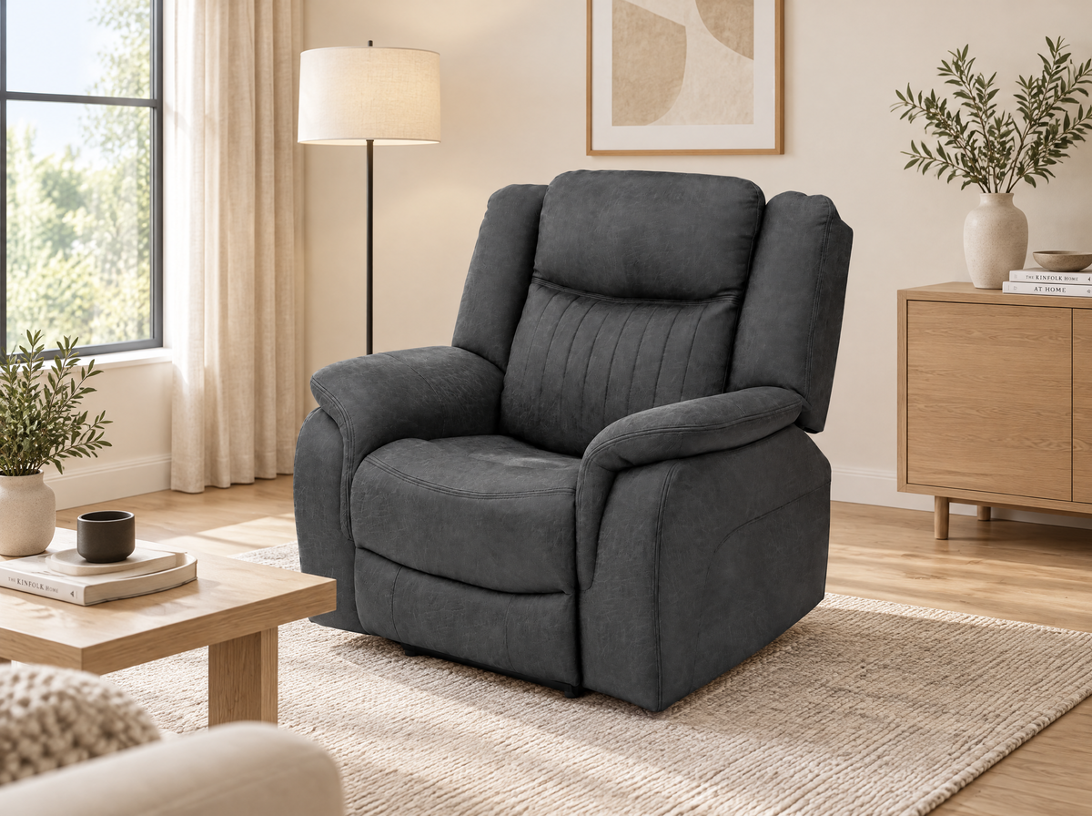 Leon Electric Recliner Sofa Black Armchair