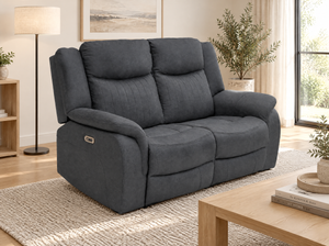 Leon Electric Recliner Sofa Black 2 Seater